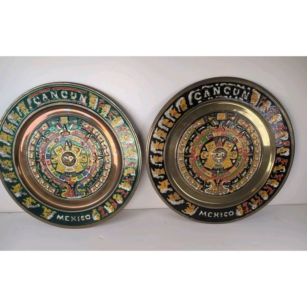 Handcrafted Cancun Mexico Enameled Aztec 11